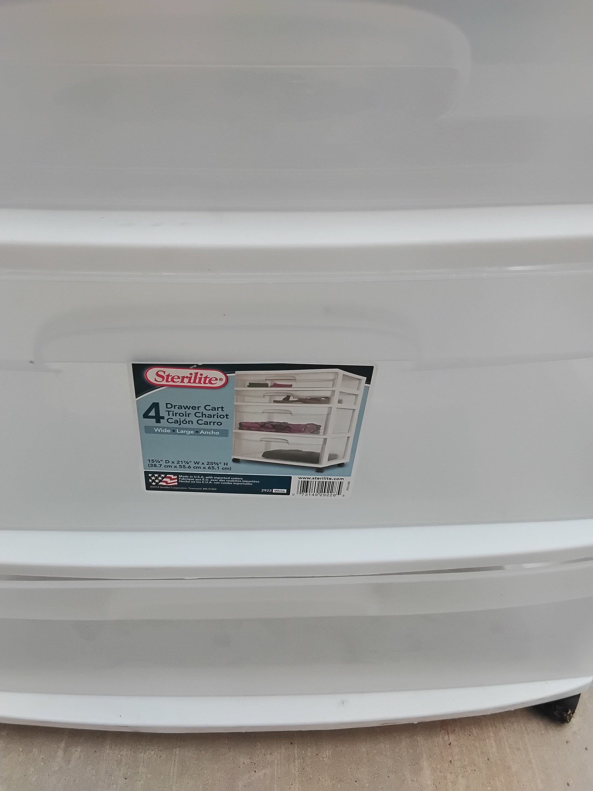4 draw good size plastic dresser, lightweight.