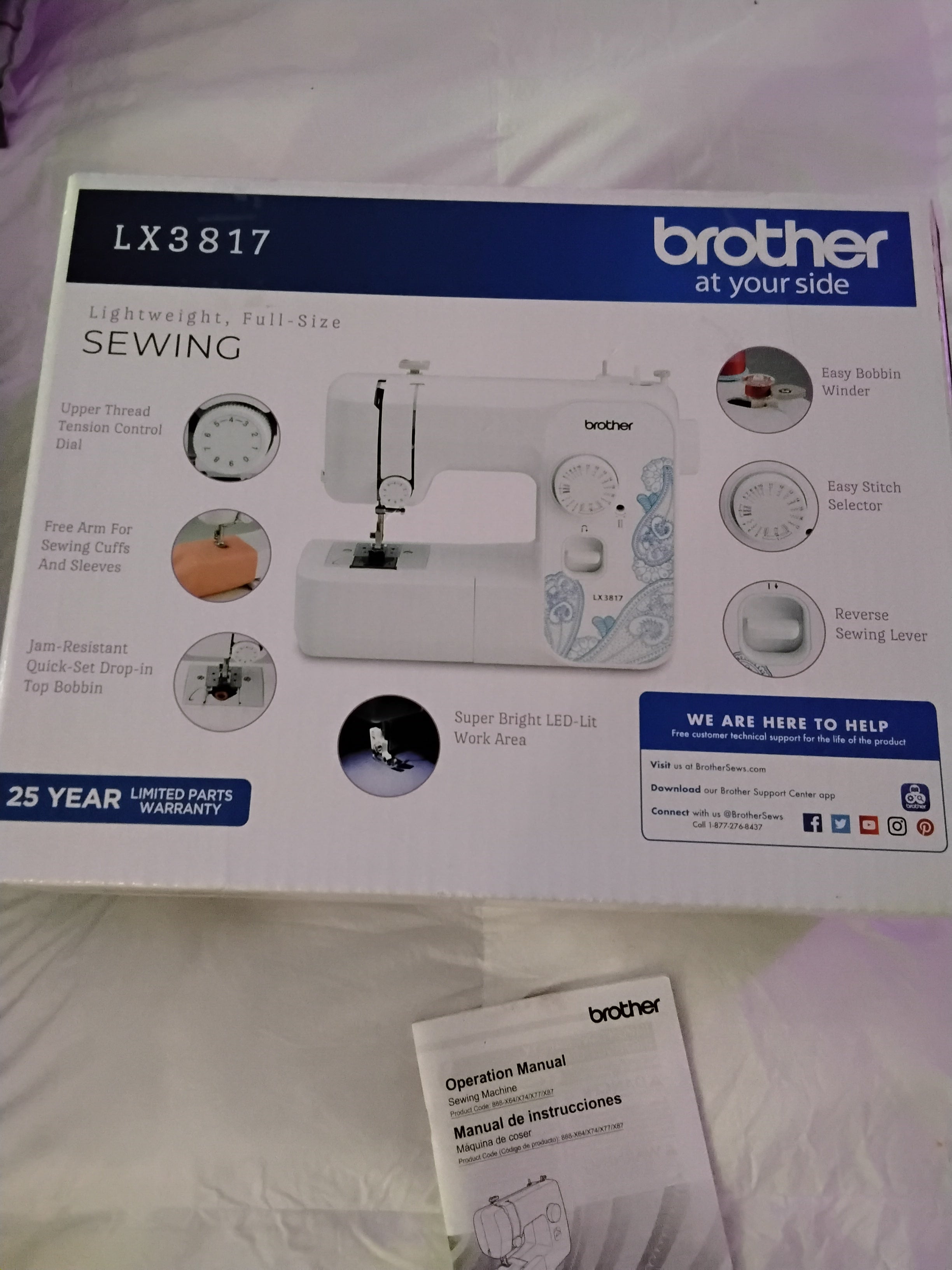 Brother Intl LX3817 Lightweight and Full-Size Sewing Machine, Like New