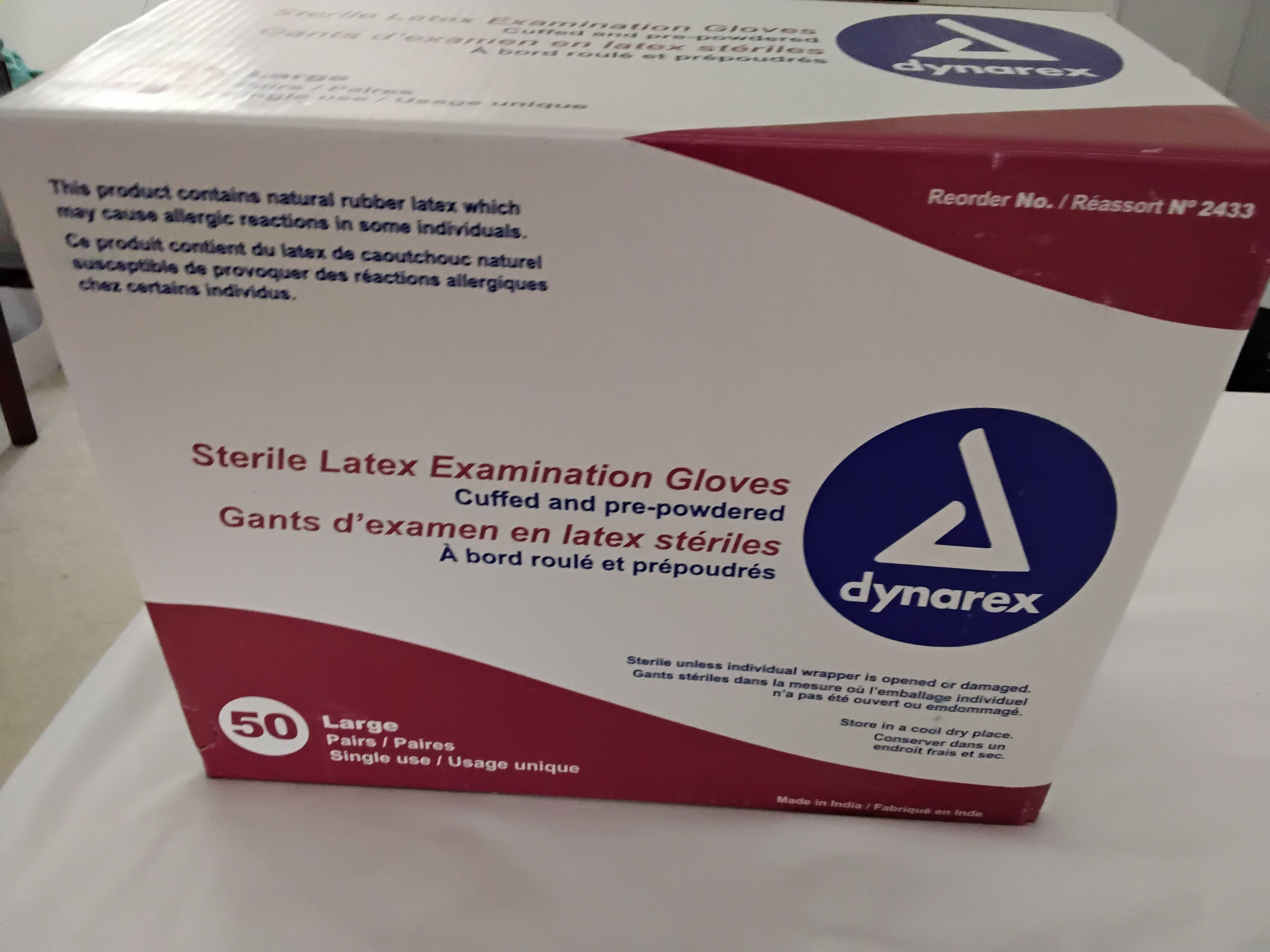 50 pair large Sterile gloves in a box, new