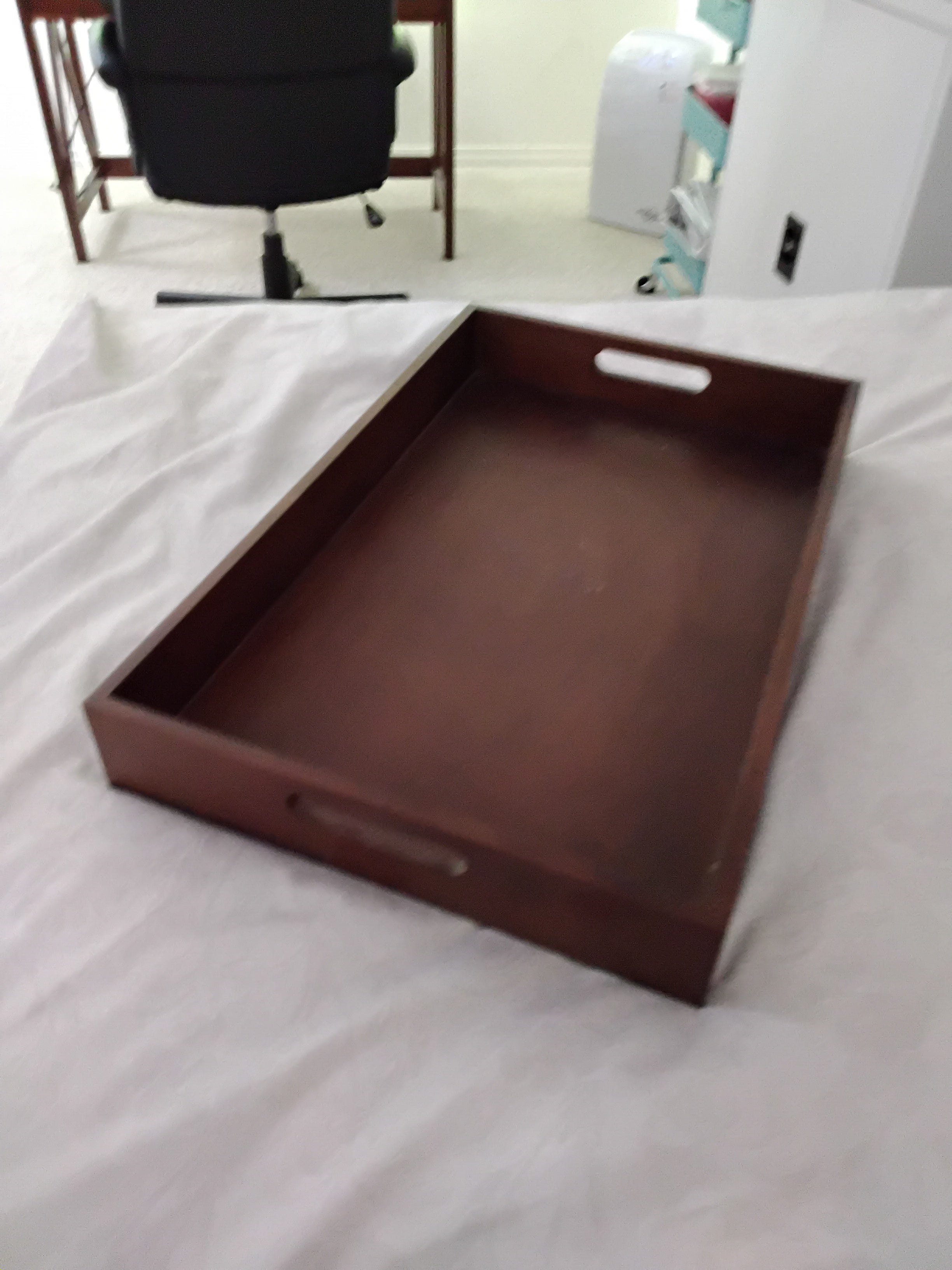 Wood tray with handles, 14x21 inch, 2.5 Inch Deep, BEAUTIFUL