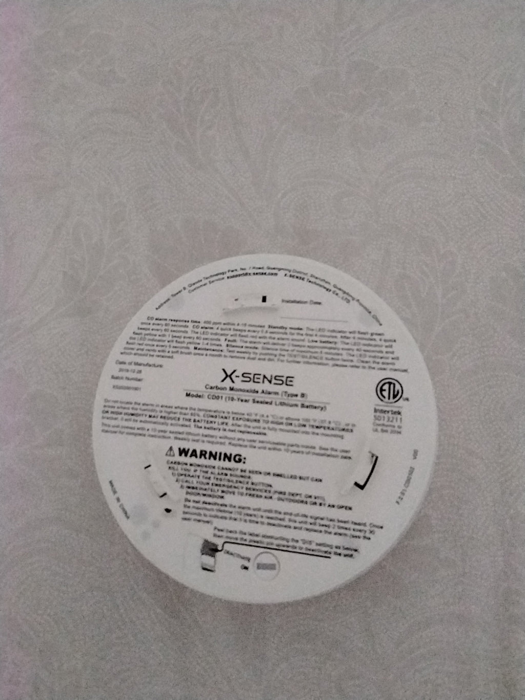 Carbon Monoxide detector CD01 ( battery operated ) by X Sense