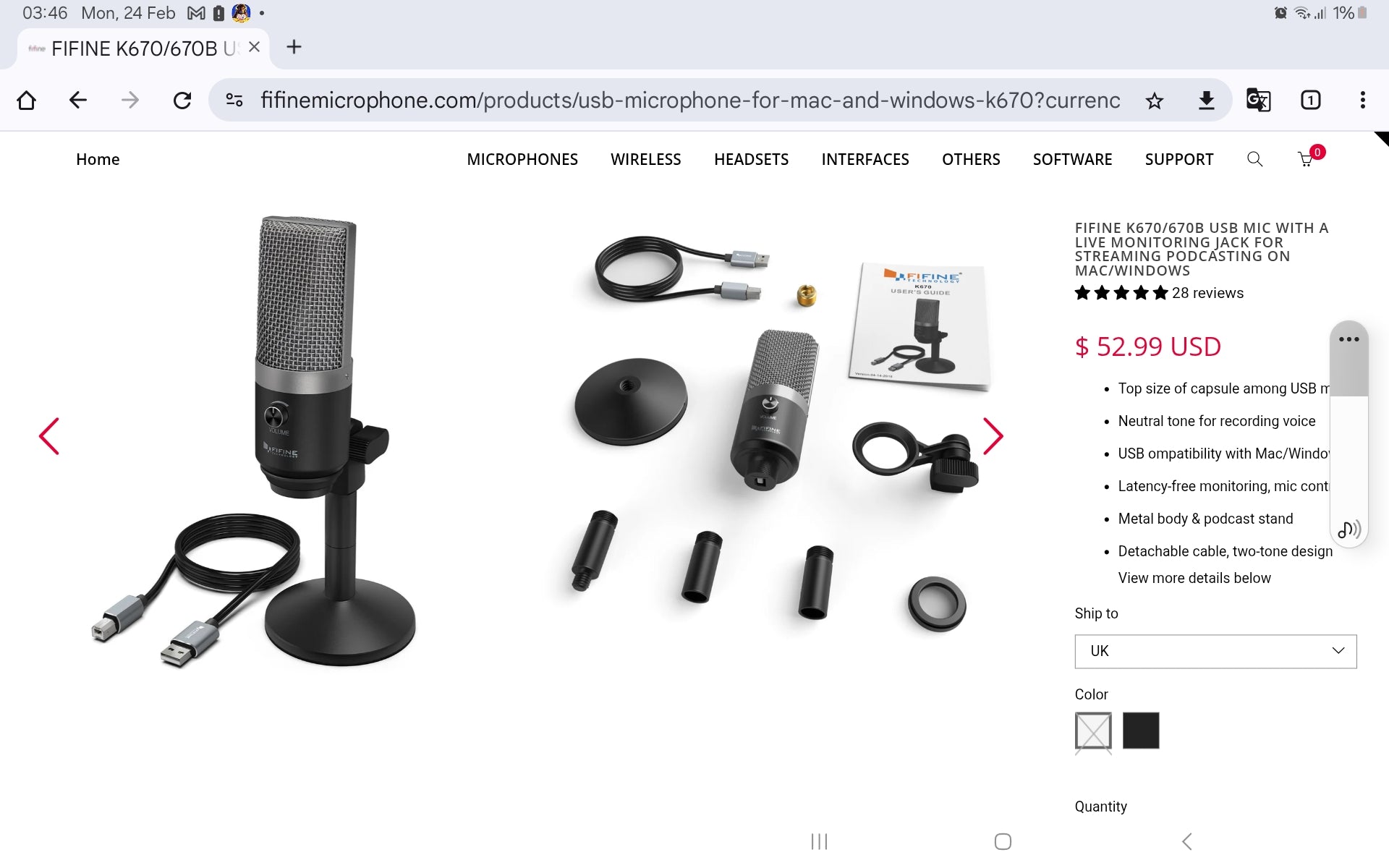 FIFINE K670 USB Microphone, Lightly Used