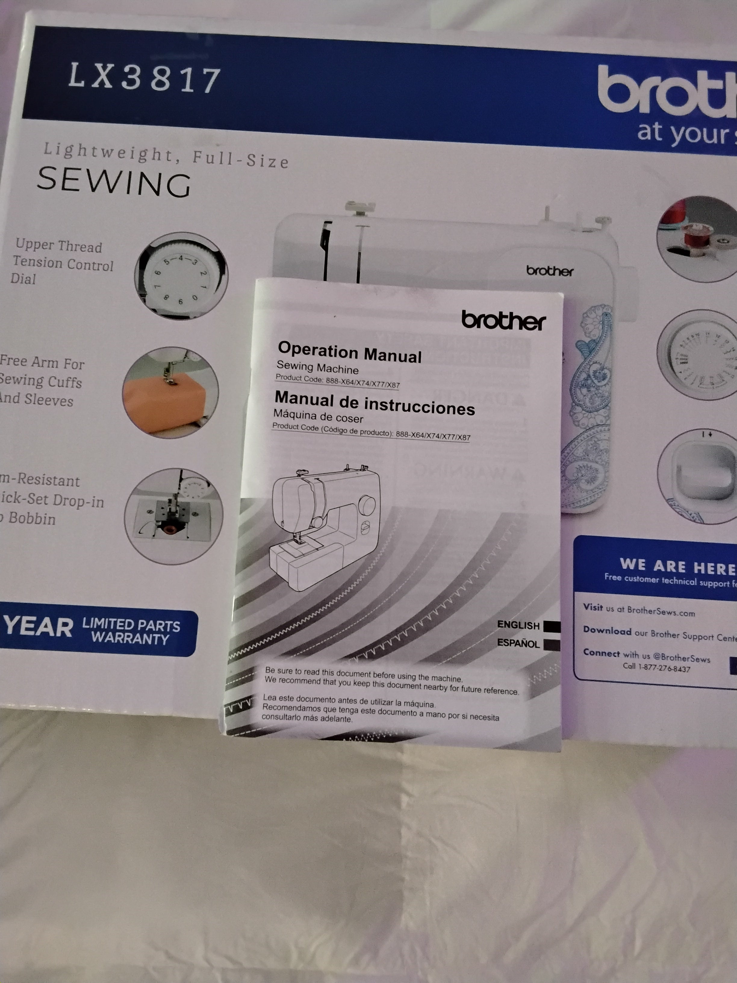 Brother Intl LX3817 Lightweight and Full-Size Sewing Machine, Like New