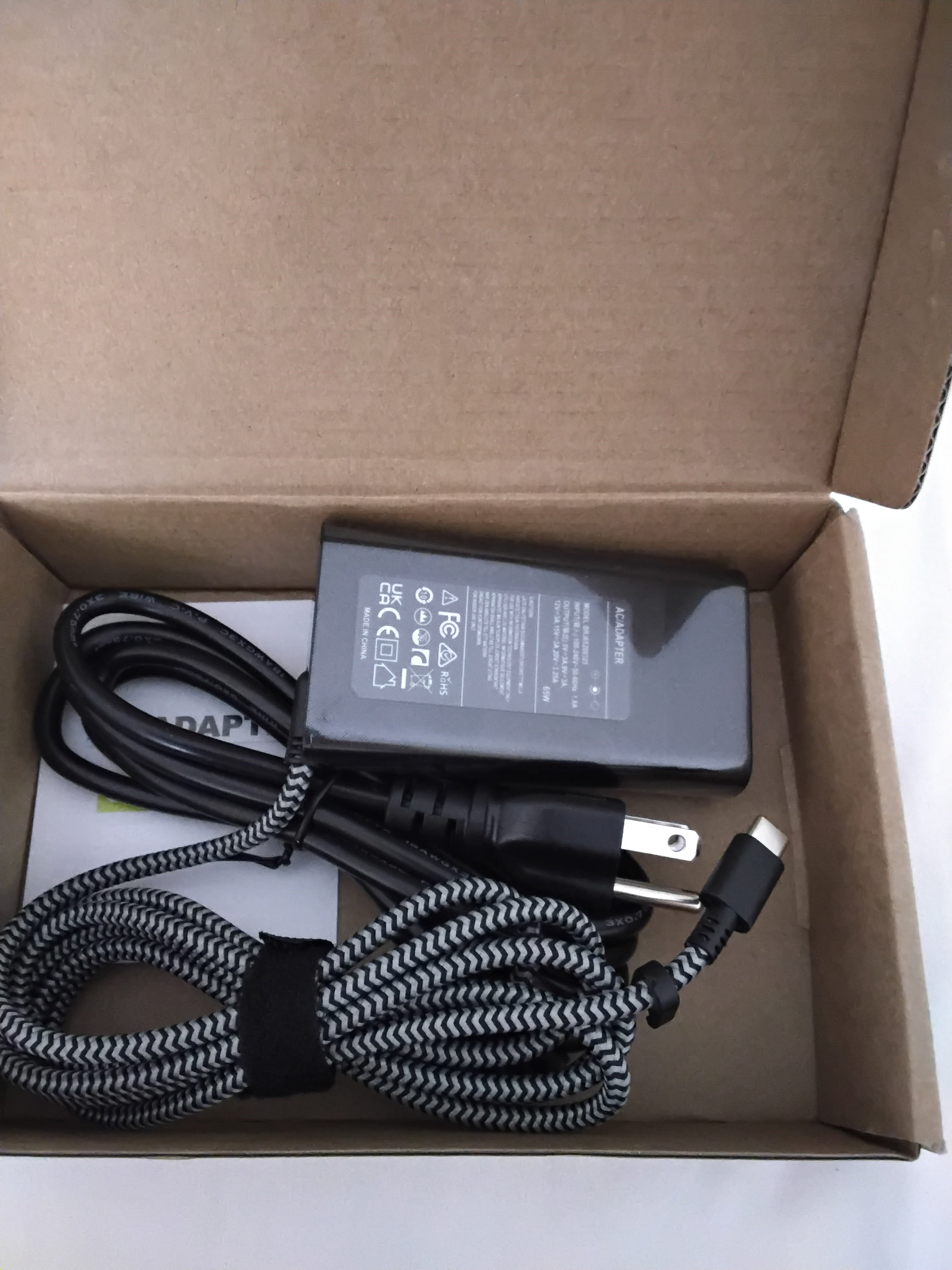 65 watt USB C power cord for laptop, New. Immediate available.